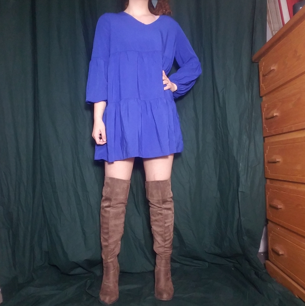 SOLD BOHO oversized blue/purple dress small